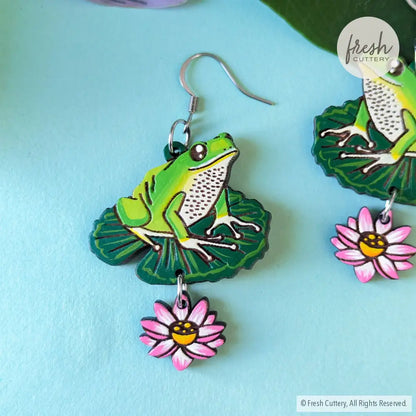 Tree Frog Statement Earrings Dangle And Drop