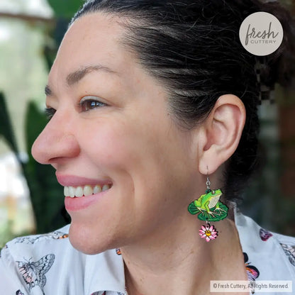 Tree Frog Statement Earrings Dangle And Drop