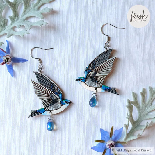 Tree Swallow Earrings Dangle and Drop Earrings