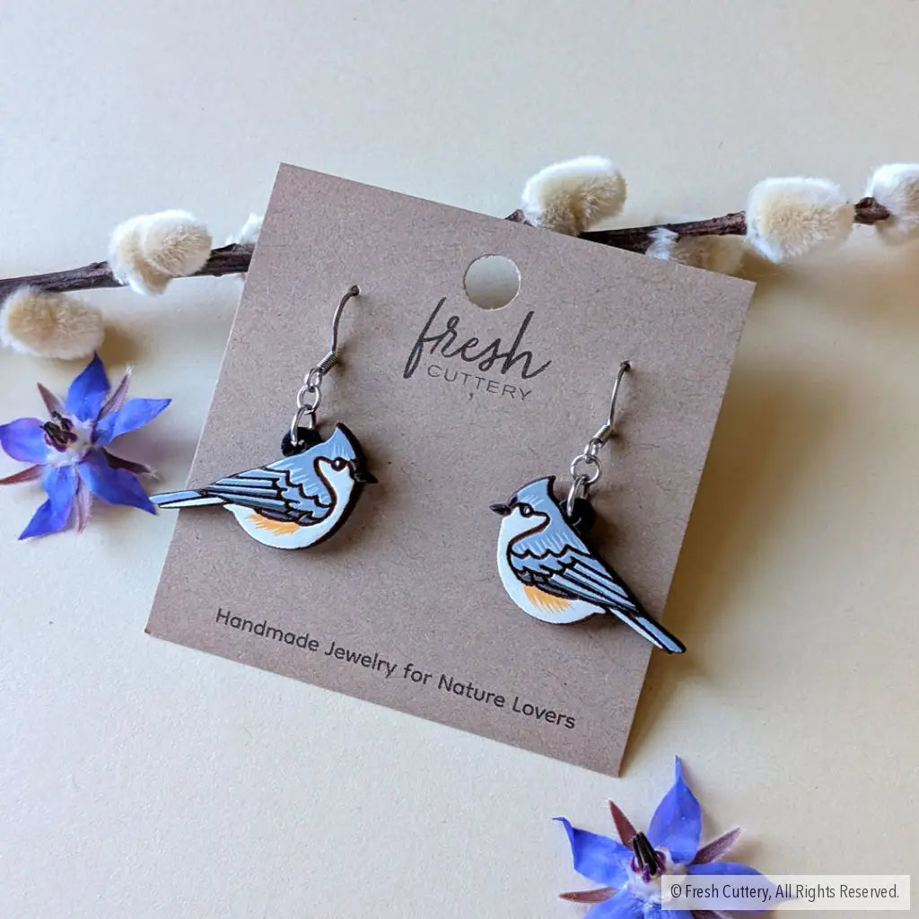Tufted Titmouse Earrings Dangle and Drop Earrings