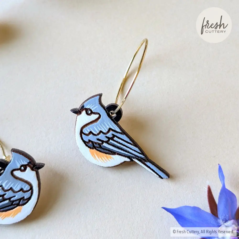 Tufted Titmouse Earrings Dangle and Drop Earrings