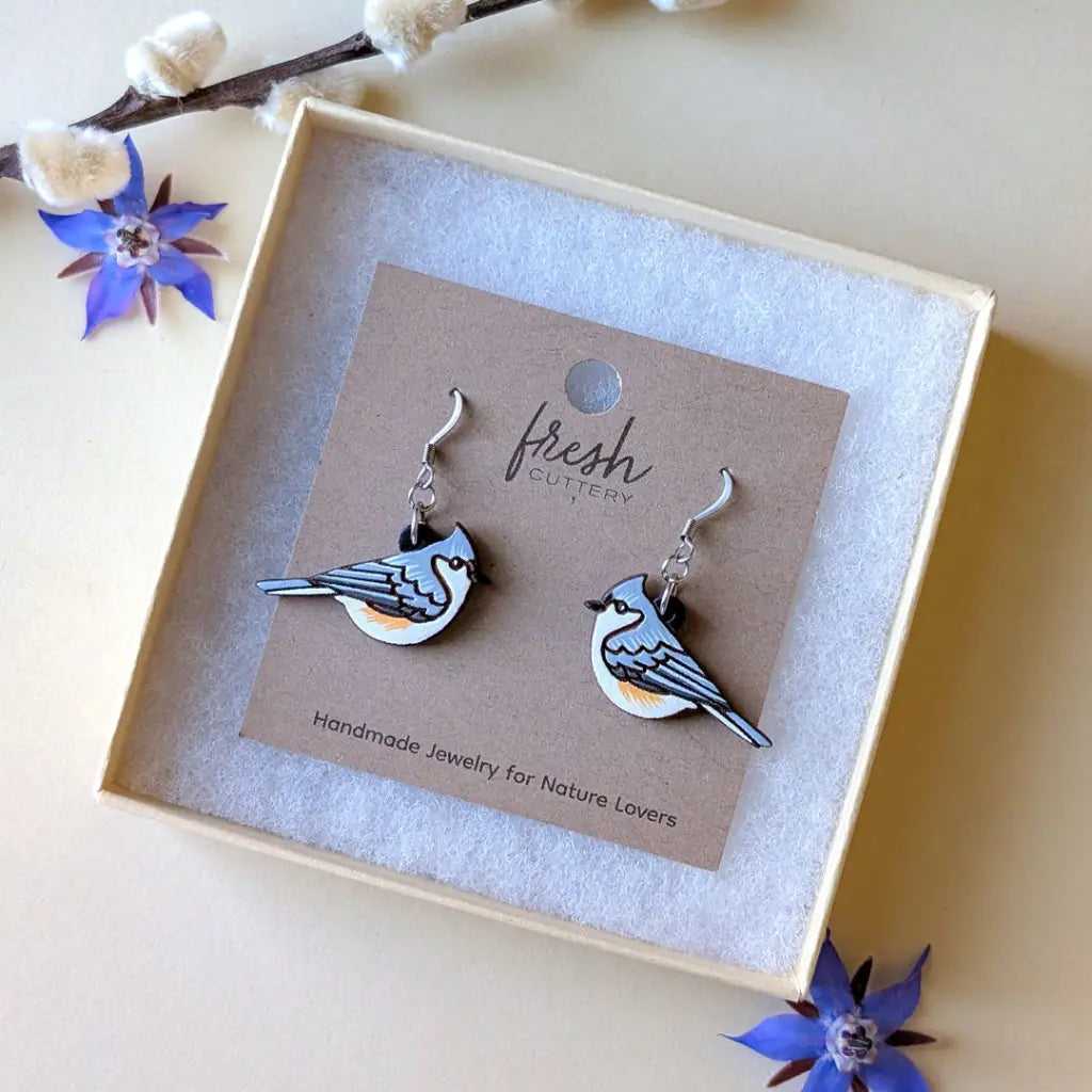 Tufted Titmouse Earrings Dangle and Drop Earrings
