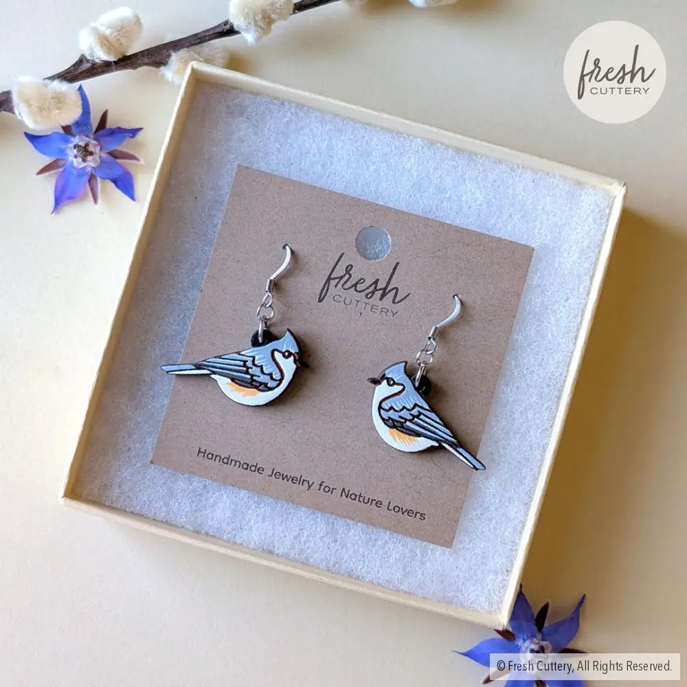 Tufted Titmouse Earrings Dangle and Drop Earrings