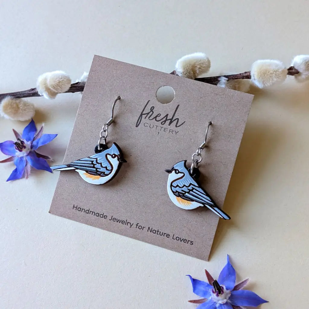 Tufted Titmouse Earrings Dangle and Drop Earrings