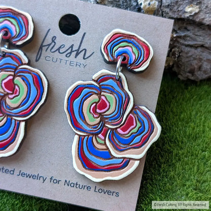 Turkey Tail Mushroom Earrings - Dangle and Drop Earrings