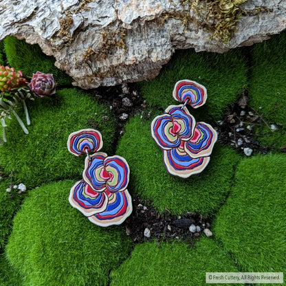 Turkey Tail Mushroom Earrings Dangle And Drop