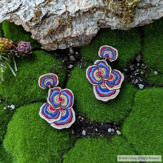 Turkey Tail Mushroom Earrings Dangle And Drop