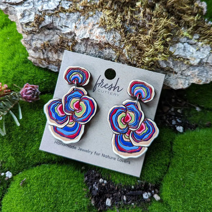 Turkey Tail Mushroom Earrings Dangle And Drop