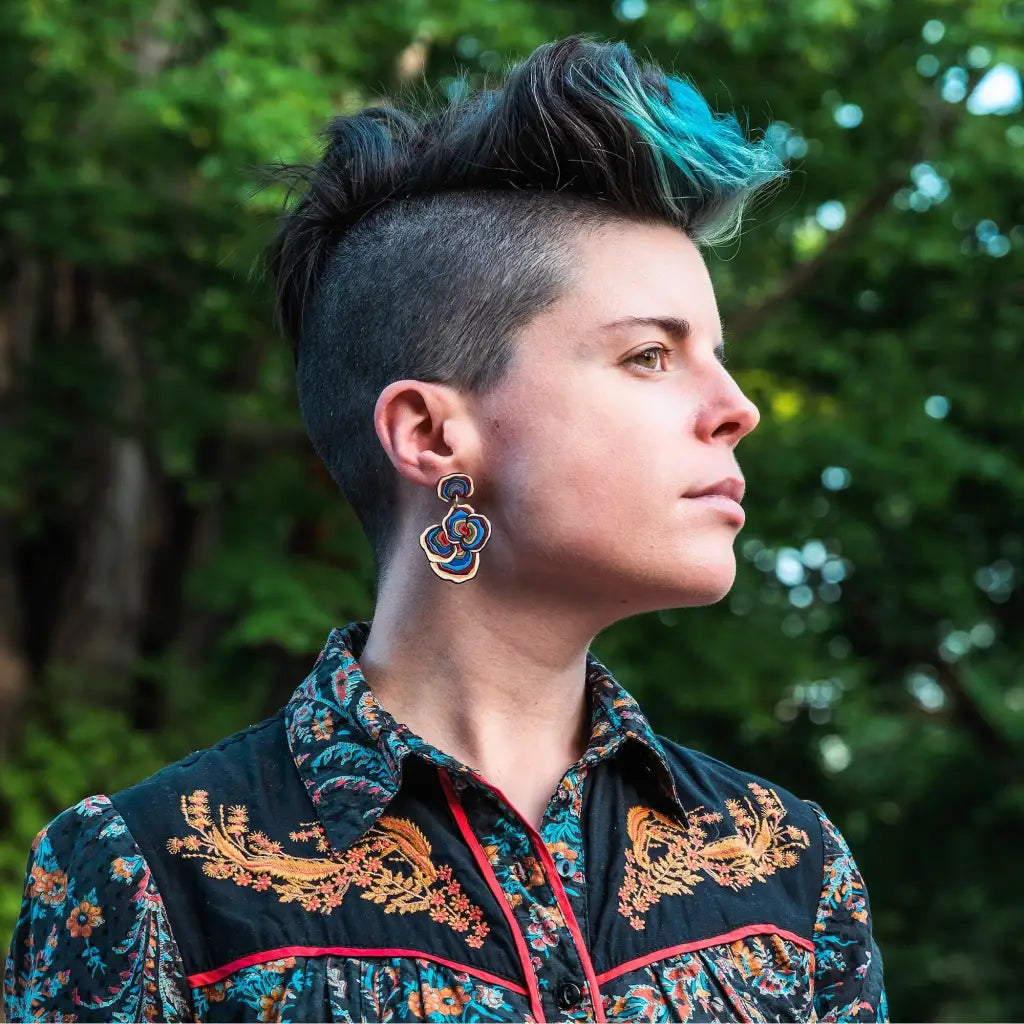 Turkey Tail Mushroom Earrings Dangle And Drop