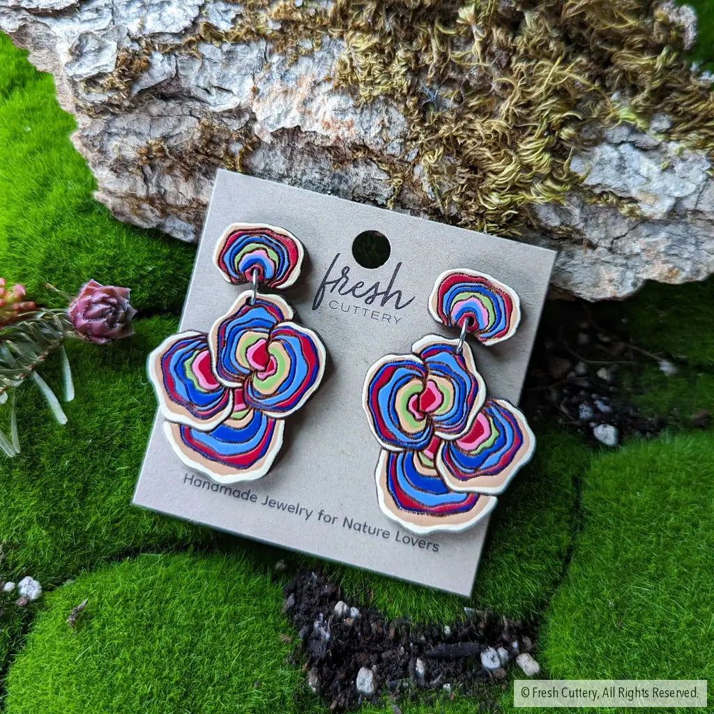 Turkey Tail Mushroom Earrings Dangle And Drop