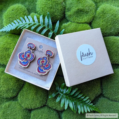 Turkey Tail Mushroom Earrings Dangle and Drop Earrings