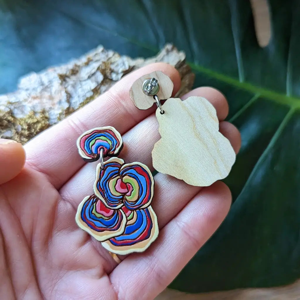 Turkey Tail Mushroom Earrings Dangle And Drop