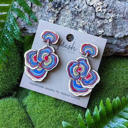 Turkey Tail Mushroom Earrings Dangle and Drop Earrings