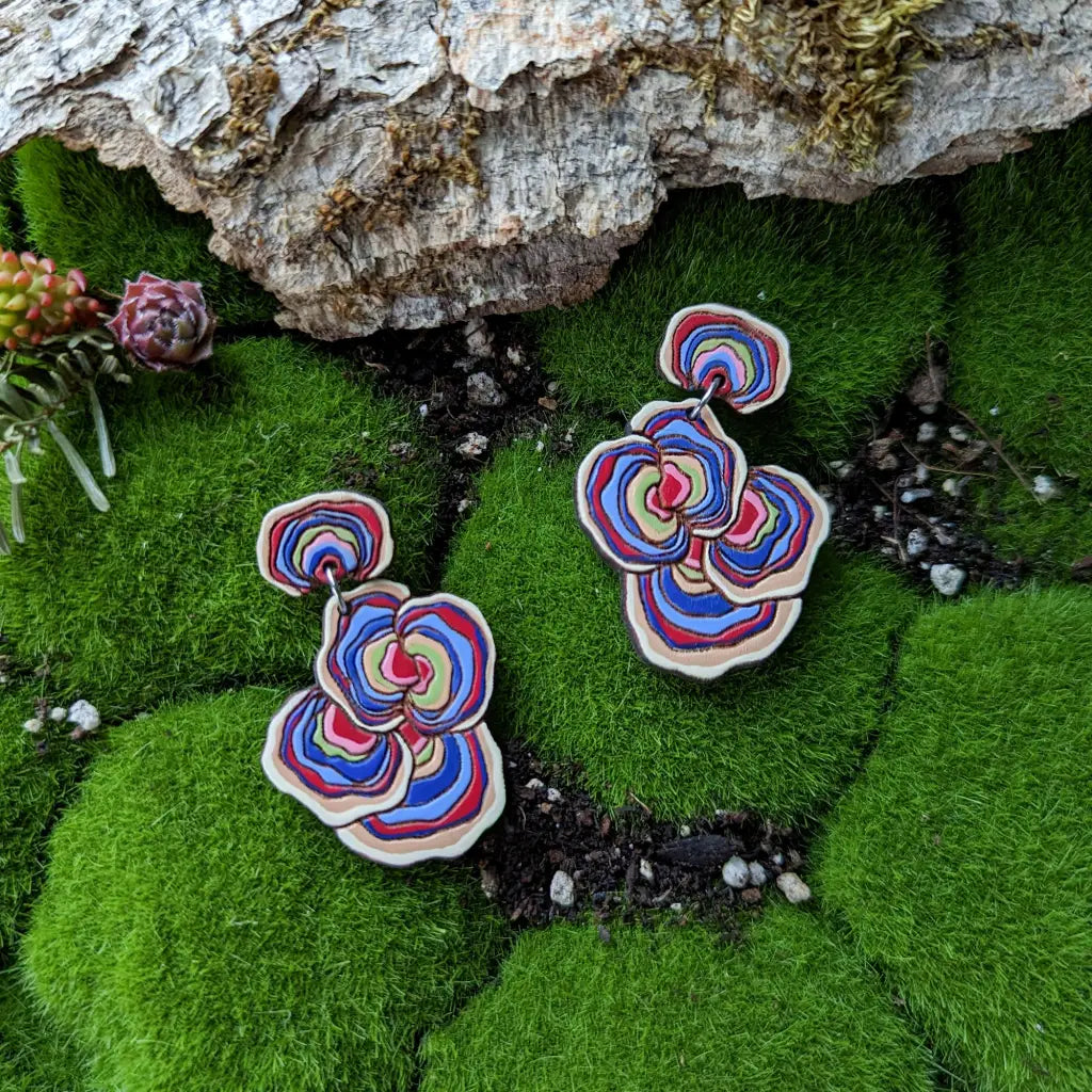 Turkey Tail Mushroom Earrings Dangle And Drop