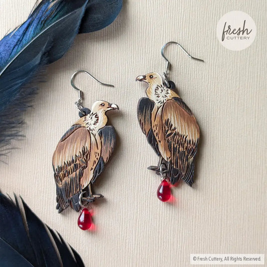 Vulture Earrings With Bead Dangle And Drop