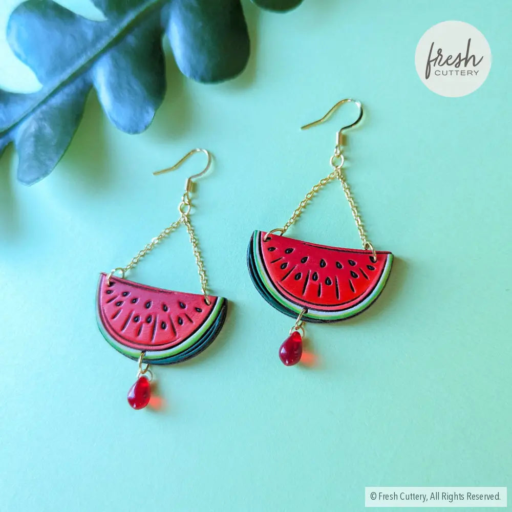 Watermelon Chandelier Earrings Gold Dangle And Drop