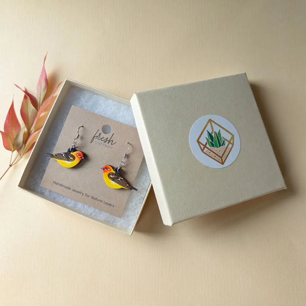 Western Tanager Mini Hoops Dangle And Drop Earrings