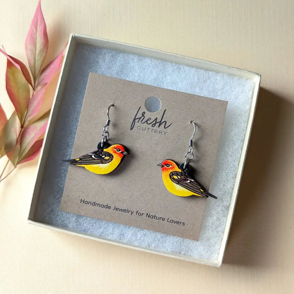 Western Tanager Mini Hoops Dangle And Drop Earrings