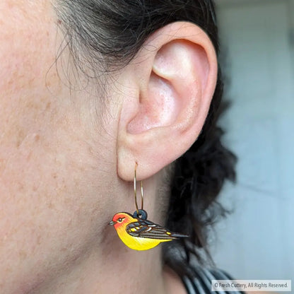 Western Tanager Mini Hoops Dangle And Drop Earrings