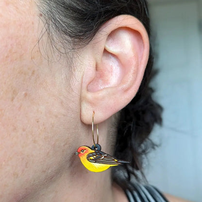 Western Tanager Mini Hoops Dangle And Drop Earrings