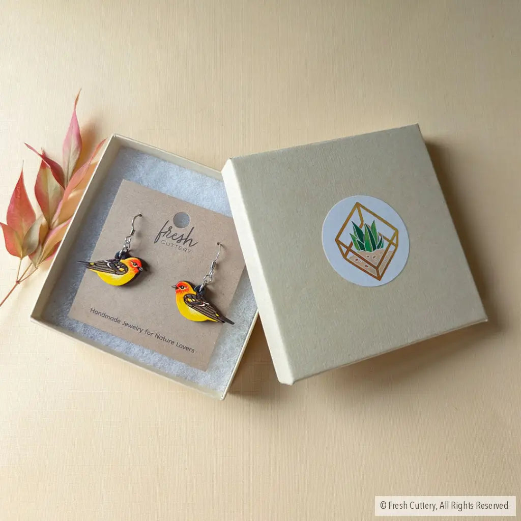 Western Tanager Mini Hoops Dangle And Drop Earrings