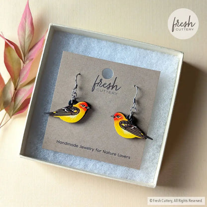 Western Tanager Mini Hoops Dangle And Drop Earrings