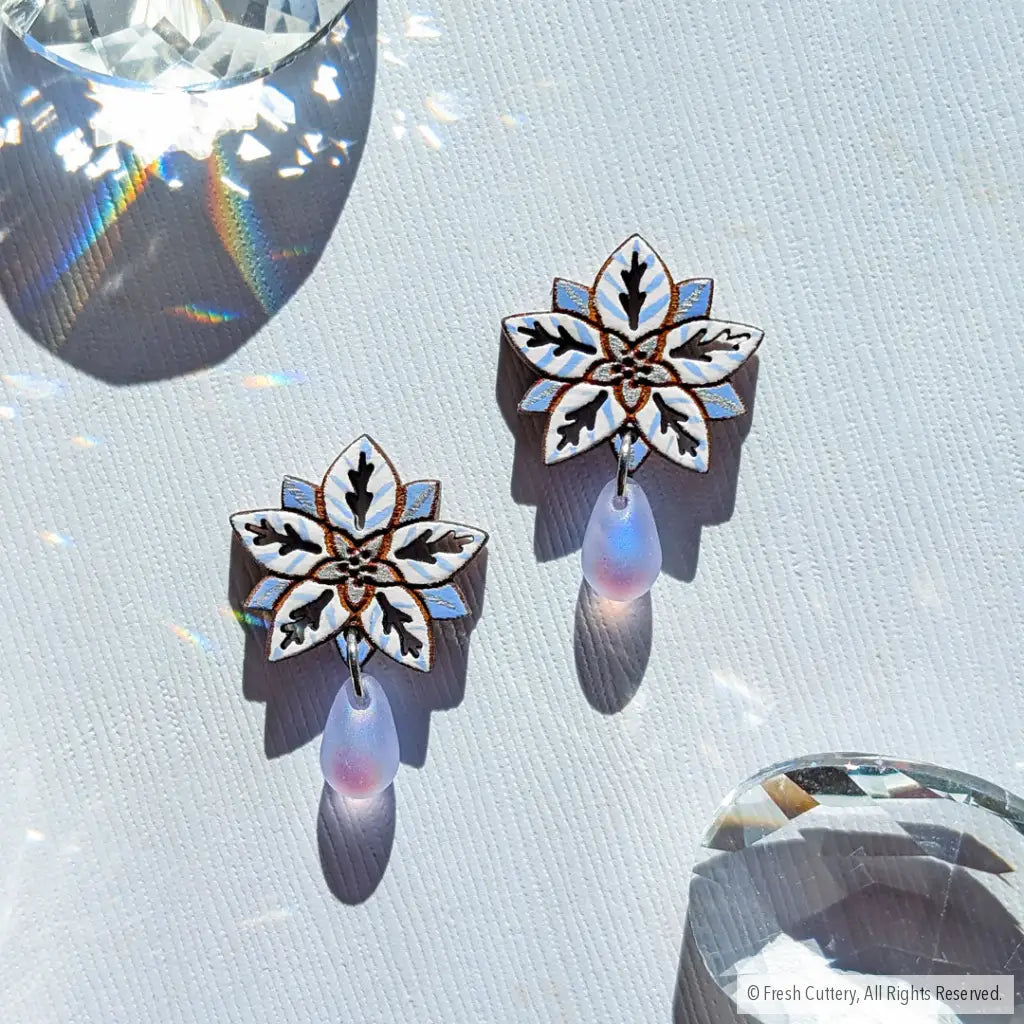 White Poinsettia Drops Studs