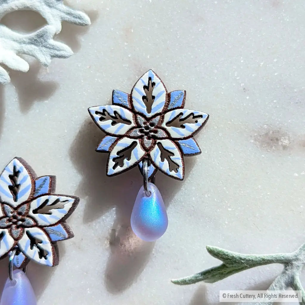 White Poinsettia Drops Studs