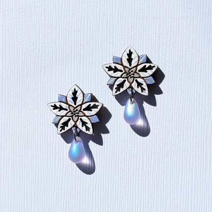 White Poinsettia Drops Studs
