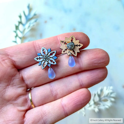 White Poinsettia Drops Studs