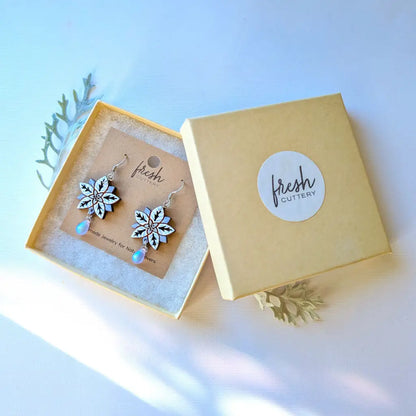 White Poinsettia Earrings Dangle and Drop Earrings
