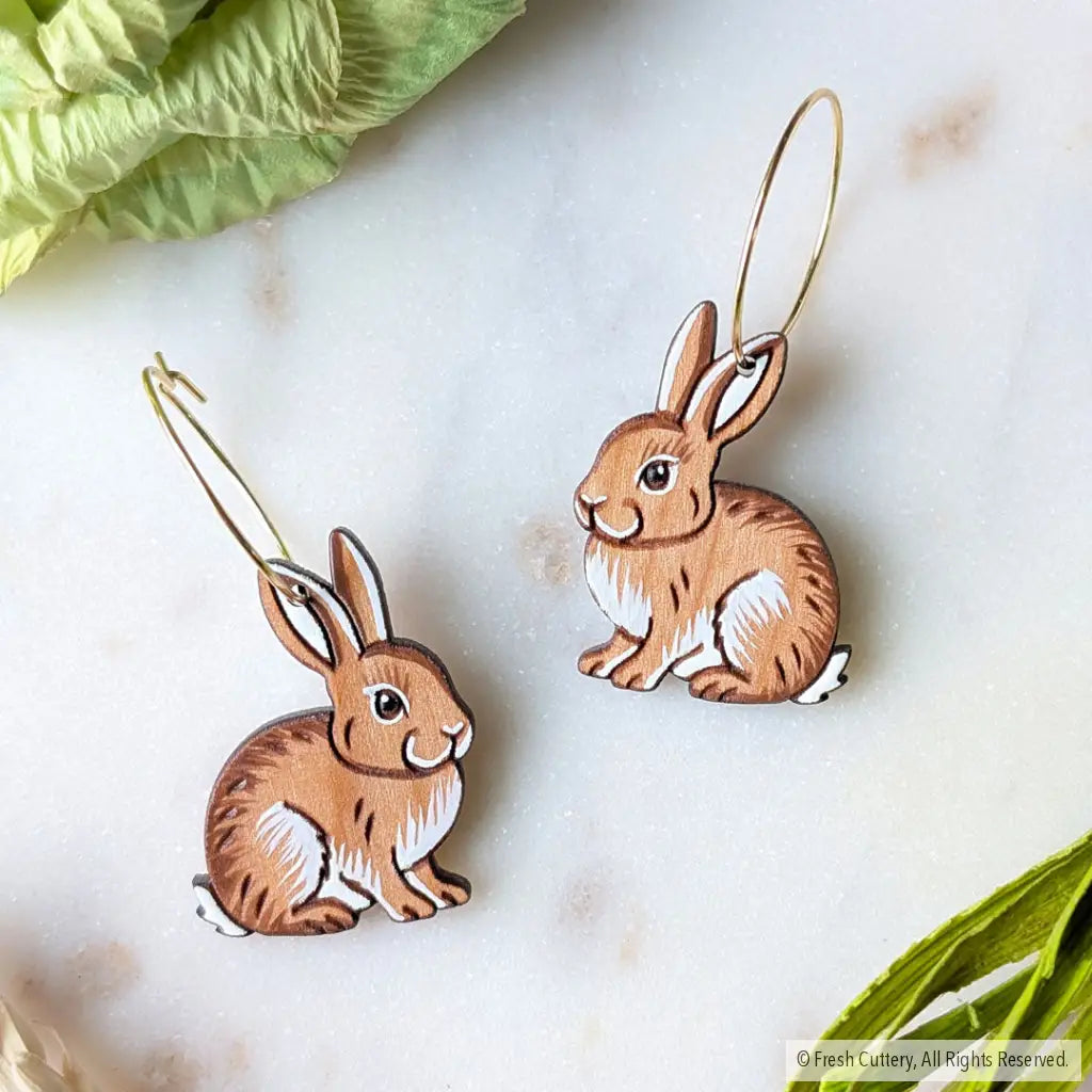 Wild Rabbit Earrings Gold Hoops Dangle and Drop Earrings