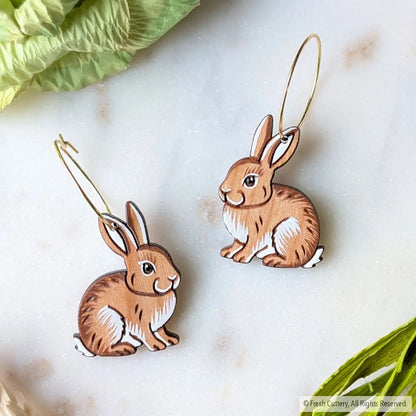 Wild Rabbit Earrings Gold Hoops Dangle and Drop Earrings