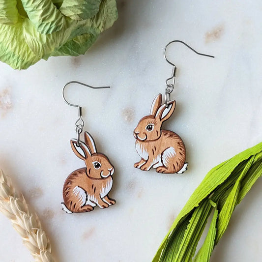 Wild Rabbit Earrings Silver Ear Wires Dangle and Drop Earrings