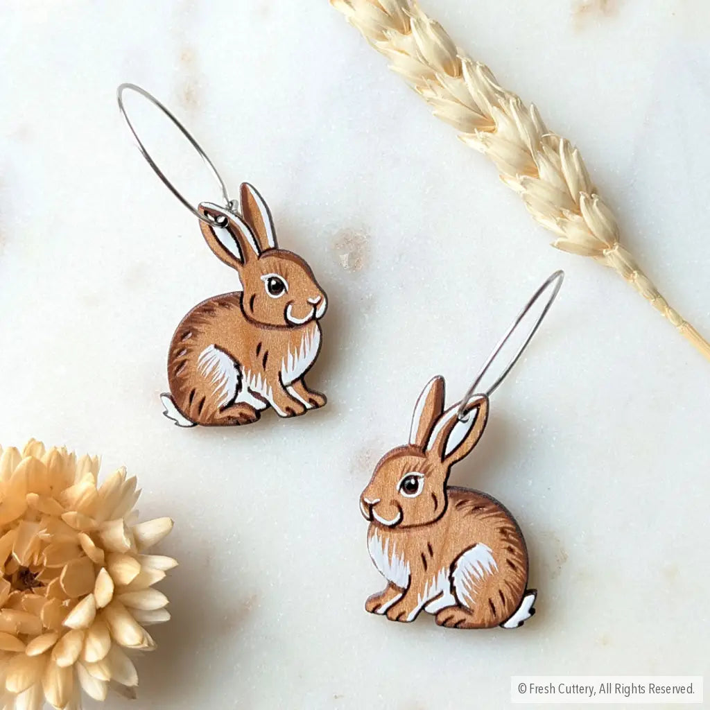 Wild Rabbit Earrings Silver Hoops Dangle and Drop Earrings