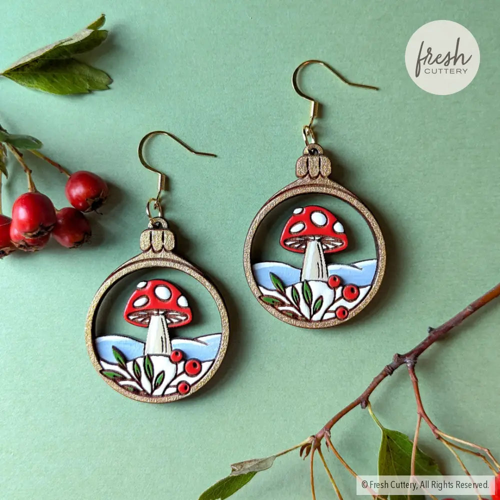 Woodland Christmas Ornament Earrings Dangle And Drop