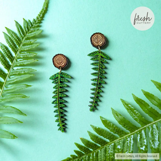 Woodland Fern Earrings Gold Studs Dangle And Drop