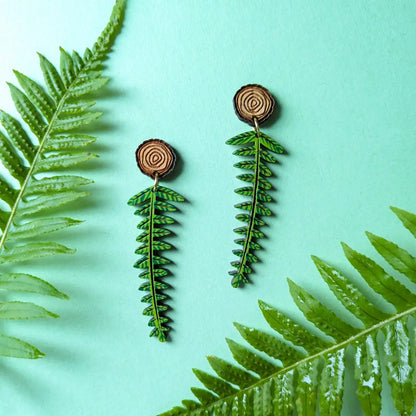 Woodland Fern Earrings Gold Studs Dangle And Drop