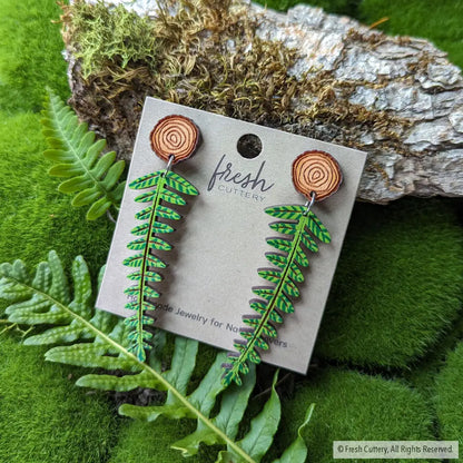 Woodland Fern Earrings Silver Studs Dangle And Drop