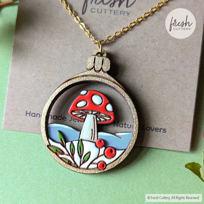 Woodland Mushroom Ornament Necklace Necklaces